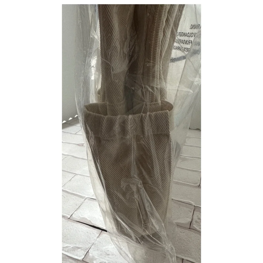 Open Story‎ Canvas Backpack Beige Clear Front Pocket Adjustable Straps New